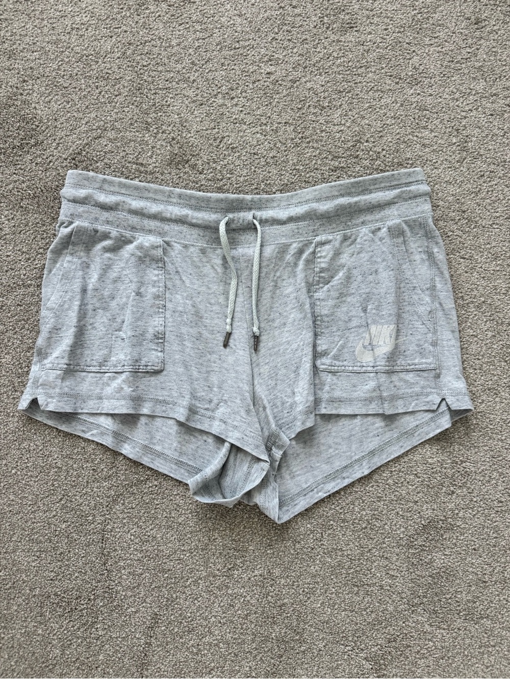Nike Light Gray Knit Drawstring Athletic Shorts